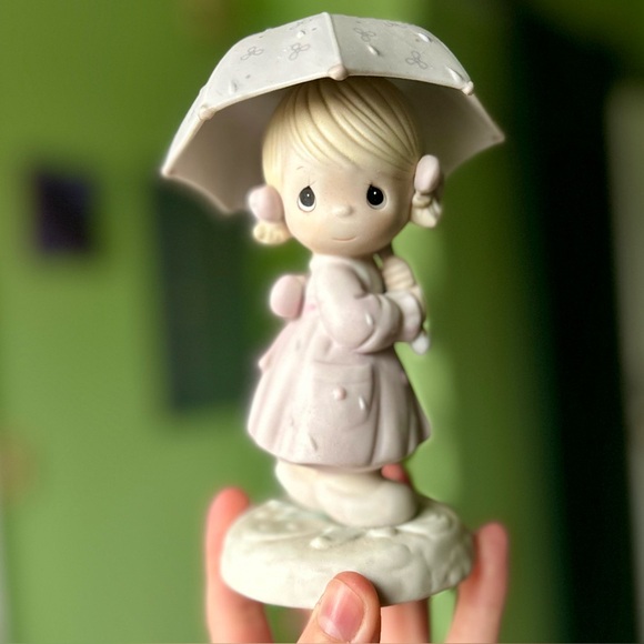 Precious Moments Other - VTG Enesco Precious Moments Girl Under Umbrella April Month Motif Figurine